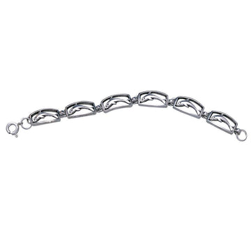 Dolphins in Rectangles Silver Bracelet TBG449 - Jewelry